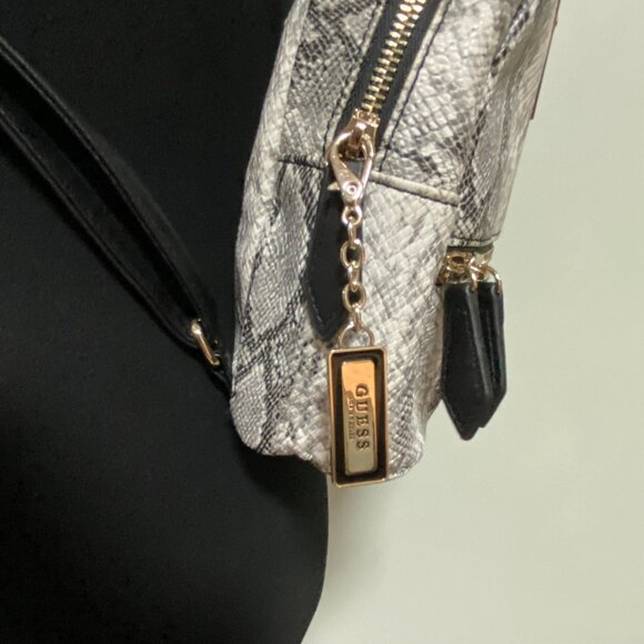 Guess Mini Petite Backpack Chain Strap Snake Print Faux Leather - Picture 4 of 8